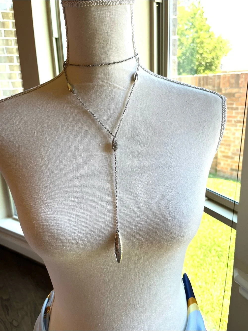 Brighton Bilbao Mist Y-Drop Necklace Lariat Silver with Crystals Necklace